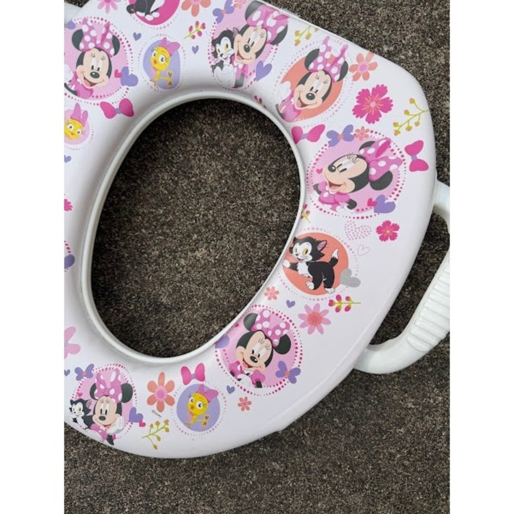 Disney Minnie Mouse Soft Potty Seat with Handles Pink Floral Toddler Training - Picture 2 of 3
